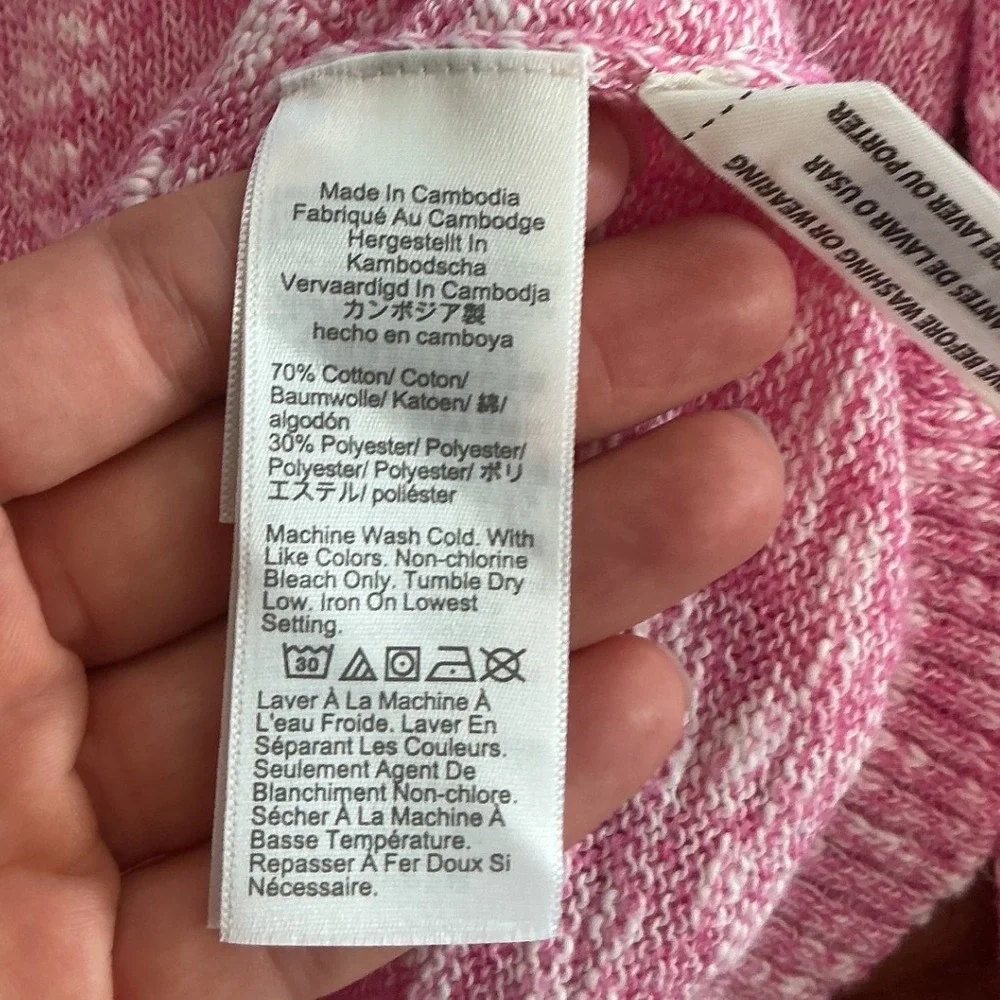 J.Crew Womens V-Neck Cotton Cardigan Sweater M Pink Beach Preppy Layers Fall